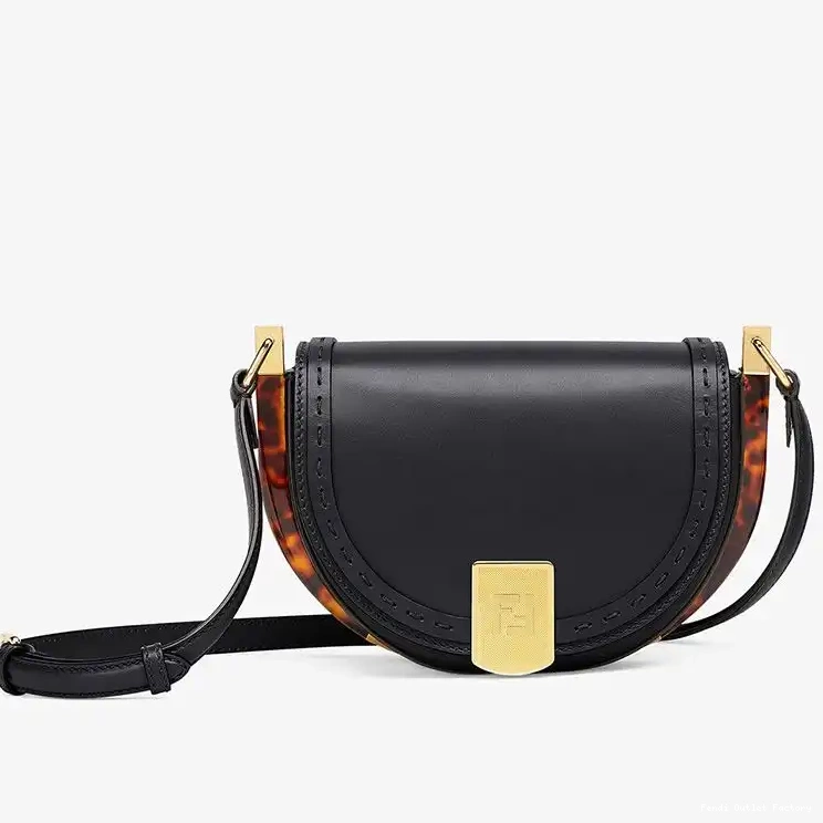 Affordable HOT In Bag Fendi Moonlight Black ROMA Calf Logo Leather 0526